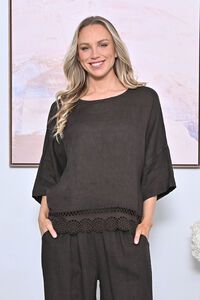 AE Luxe Crochet Hem Linen Top