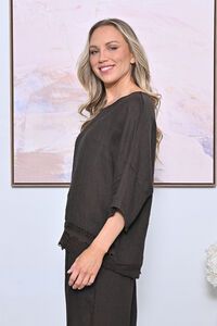 AE Luxe Crochet Hem Linen Top