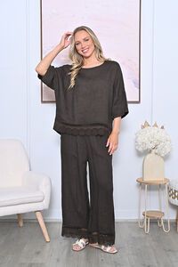 AE Luxe Crochet Hem Linen Top