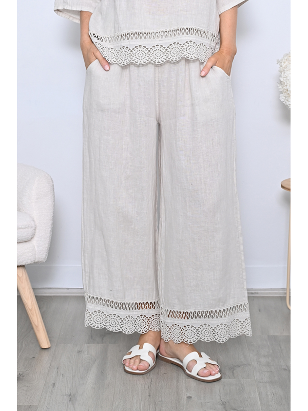 AE Luxe Crochet Hem Linen Pant
