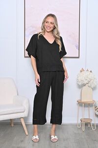 AE Luxe Crochet Bottom Linen Pant