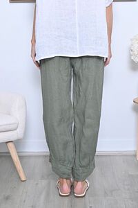 AE Luxe Cuff Button Loose Fit Linen Pants