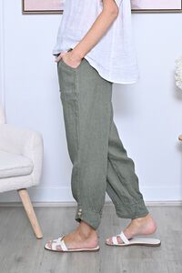 AE Luxe Cuff Button Loose Fit Linen Pants