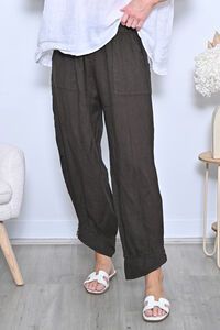 AE Luxe Cuff Button Loose Fit Linen Pants