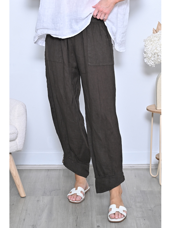 AE Luxe Cuff Button Loose Fit Linen Pants