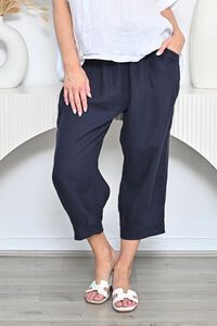 Cali & Co Wide Band Cuff 7-8 Linen Pants
