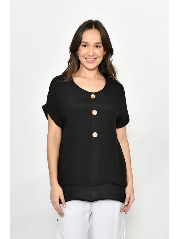 La Mode 3 Button Layered Top