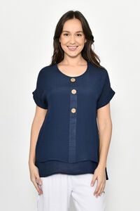 La Mode 3 Button Layered Top