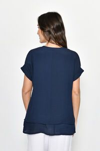 La Mode 3 Button Layered Top
