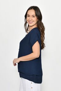 La Mode 3 Button Layered Top