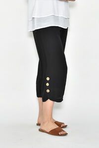 La Mode Smock Waist Side Button Hem 3-4 Pant