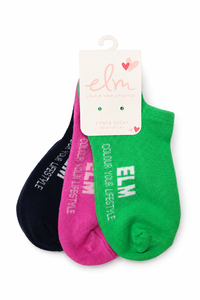 Elm No Show Sock 3 Pack