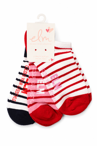 Elm No Show Stripe Sock 3 Pack