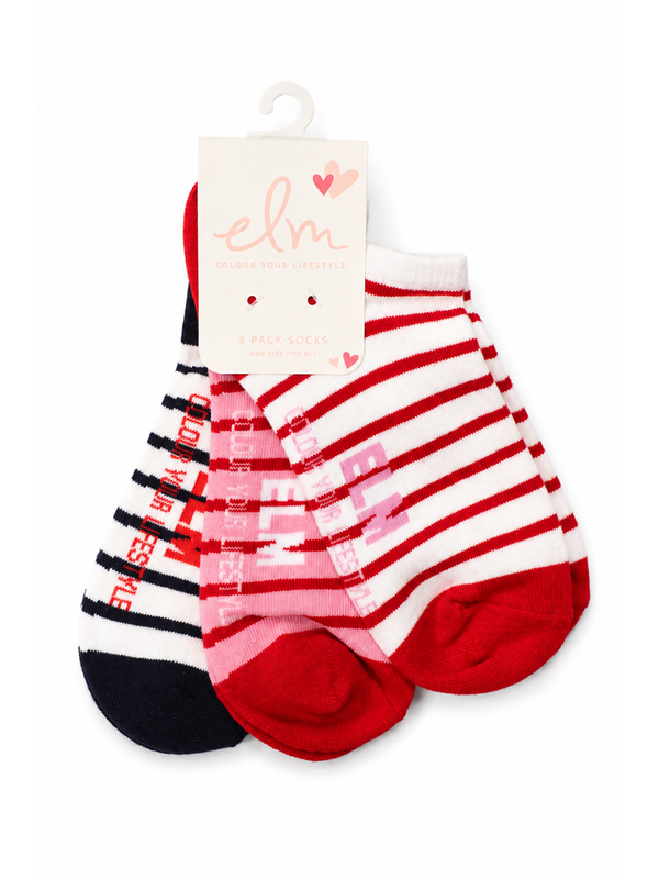 Elm No Show Stripe Sock 3 Pack
