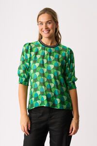 Memo Rib Trim Blouse