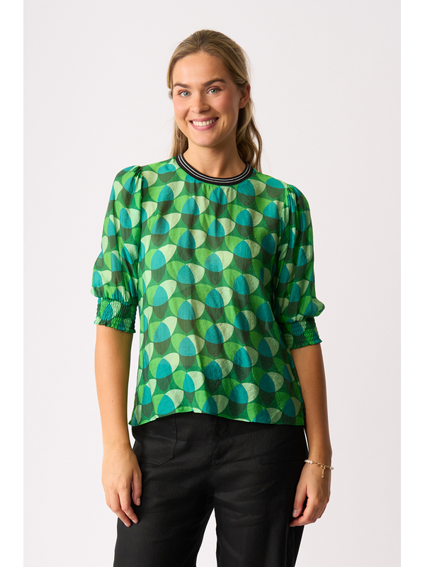 Memo Rib Trim Blouse