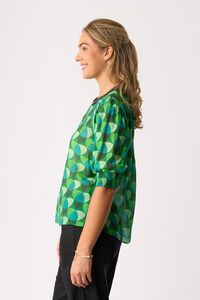 Memo Rib Trim Blouse
