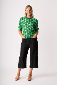 Memo Rib Trim Blouse