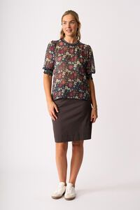 Memo Rib Trim Blouse
