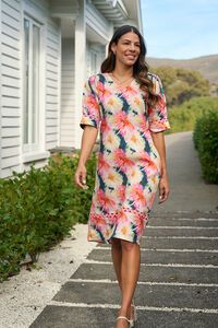 Foil Print Trim Time Dress