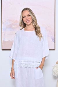 AE Luxe Crochet Hem Linen Top