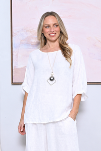 AE Luxe Linen Top with Necklace