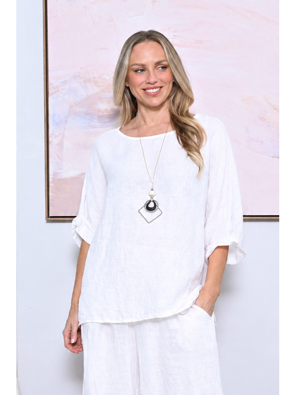 AE Luxe Linen Top with Necklace