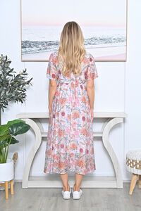 La Mode Floral Drawstring Waist Layered Dress