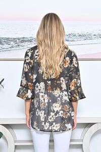La Mode Front Button Flare Sleeve Shirt