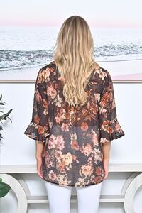 La Mode Front Button Flare Sleeve Shirt