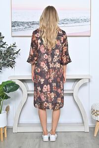La Mode Front Button Flare Sleeve Dress