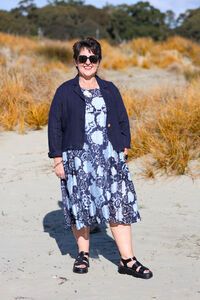 La Mode Front Seam Gold Dot Floral Dress