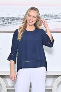 La Mode Flare Sleeve Front Pintuck Top