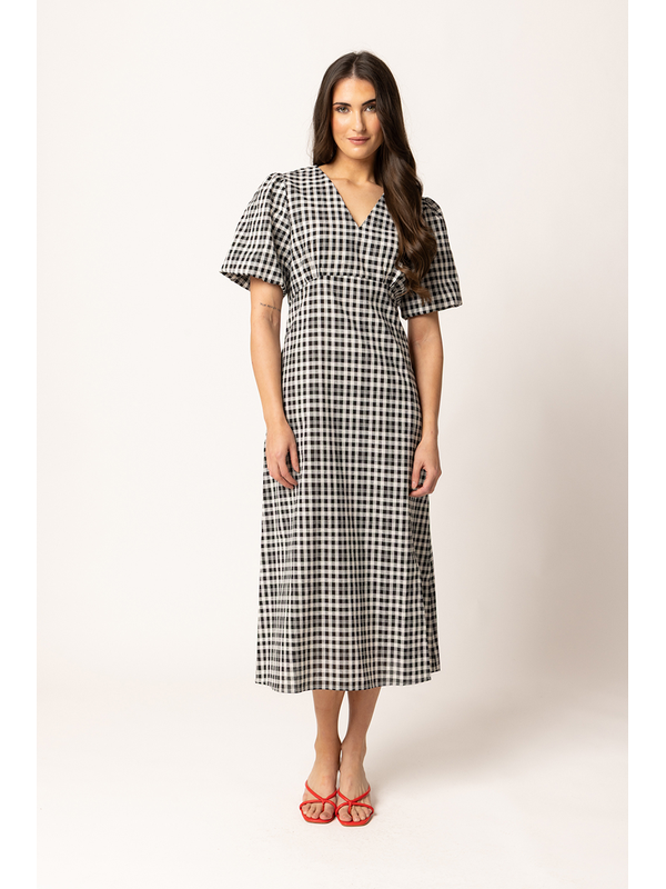 Seeking Lola Mono Check Ambitious Midi Dress