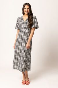 Seeking Lola Mono Check Ambitious Midi Dress