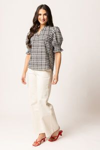Seeking Lola Mono Check Relaxed Butterfly Top