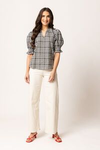 Seeking Lola Mono Check Relaxed Butterfly Top