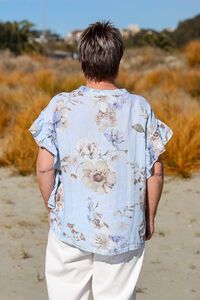 AE Luxe Flutter Sleeve Linen Floral Top