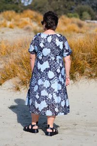 La Mode Front Seam Gold Dot Floral Dress