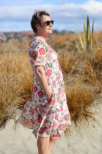 La Mode Front Seam Gold Dot Floral Dress