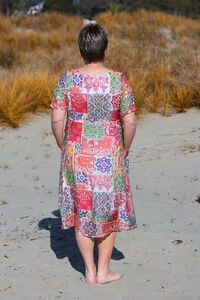 La Mode Front Seam Gold Dot Floral Dress