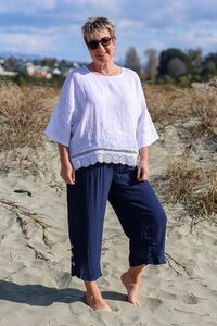 AE Luxe Crochet Hem Linen Top