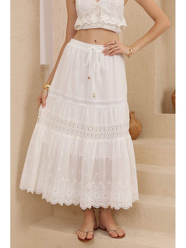 Iris Maxi Sienna Lace Skirt