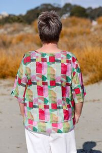 La Mode Double Layer Check Print Top