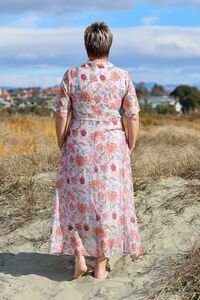La Mode Floral Drawstring Waist Layered Dress