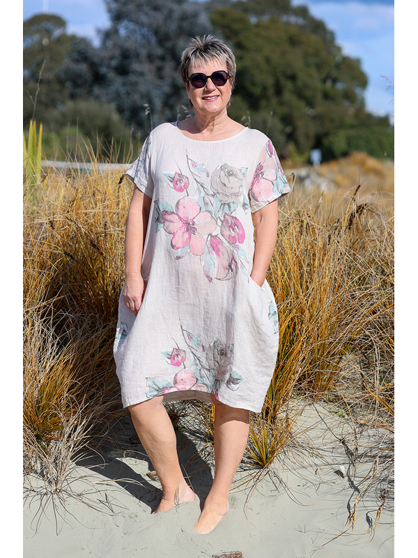 AE Luxe Floral Linen Baggy Dress