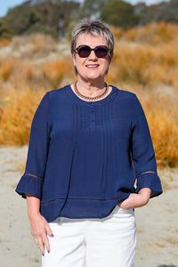 La Mode Flare Sleeve Front Pintuck Top