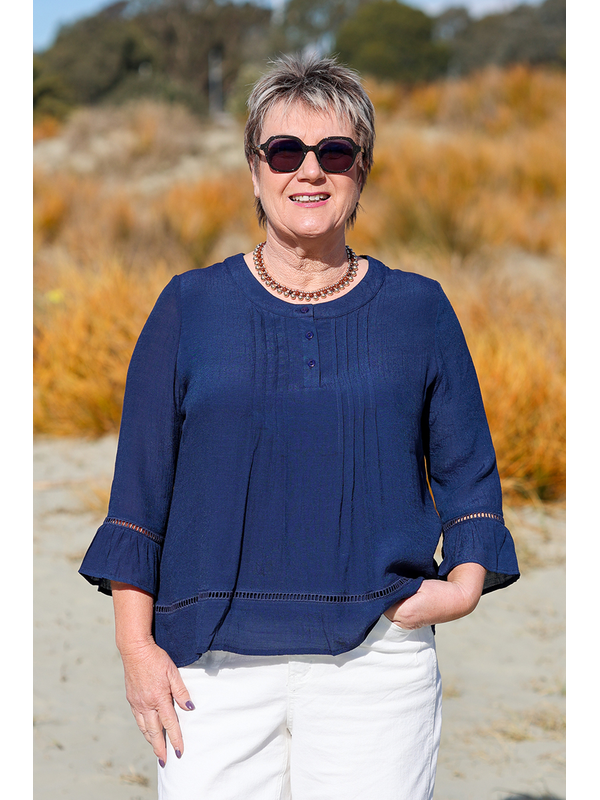 La Mode Flare Sleeve Front Pintuck Top