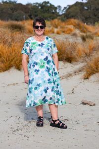 La Mode Front Seam Gold Dot Floral Dress