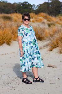 La Mode Front Seam Gold Dot Floral Dress